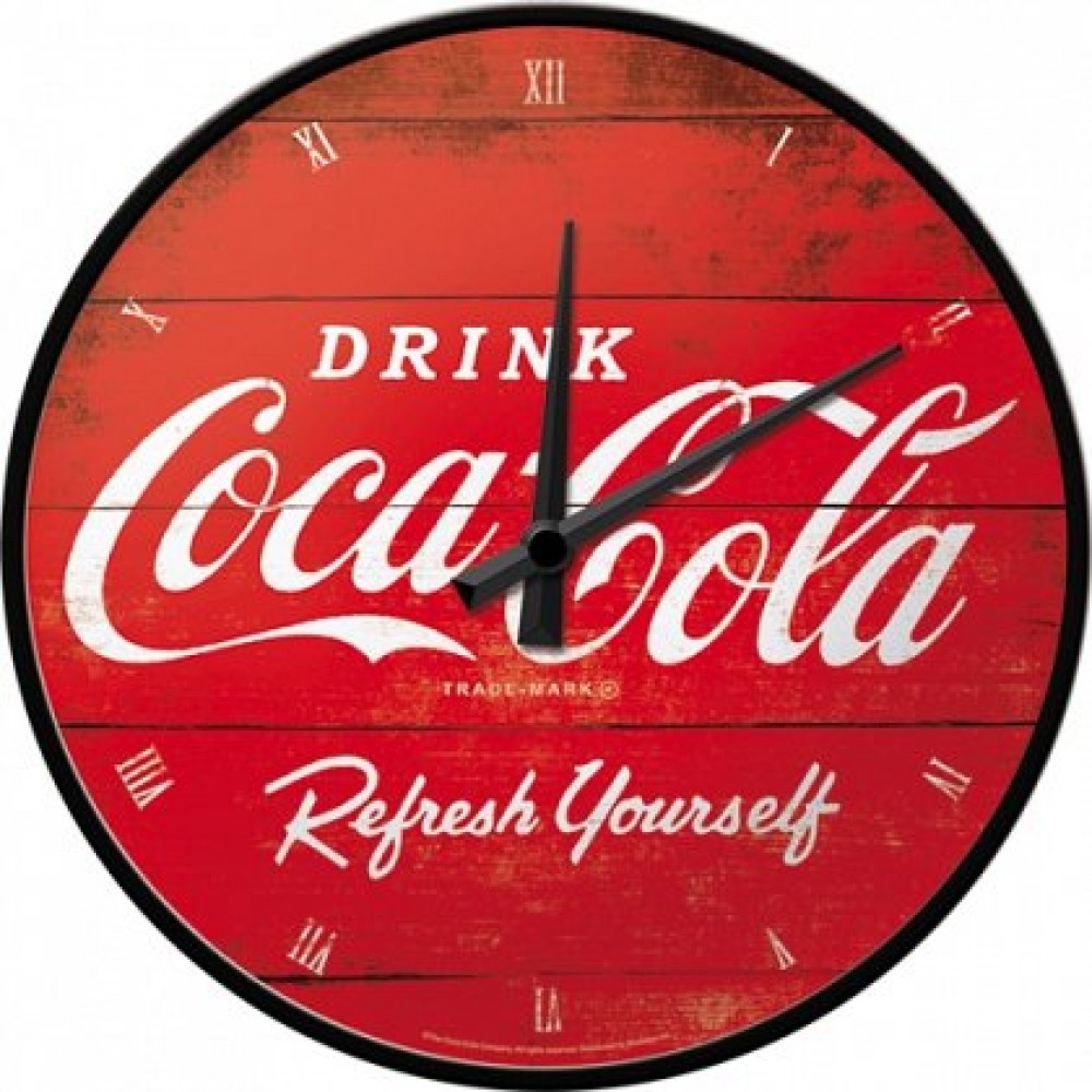 Ceas de perete - Coca-Cola Logo Red Refresh Yourself - Ø31 cm